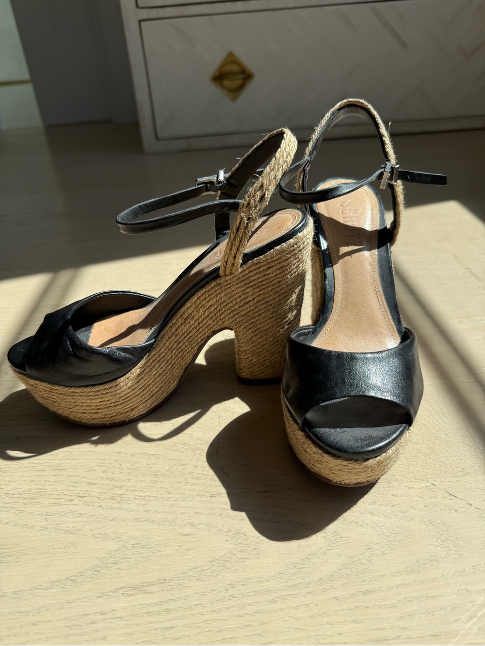 Schultz - Black Espadrille Platform Sandals with Ankle Strap